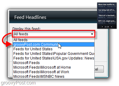 Slik aktiverer du Windows 7 RSS Feed Reader Gadget