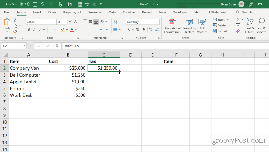 fylle celler ned i Excel