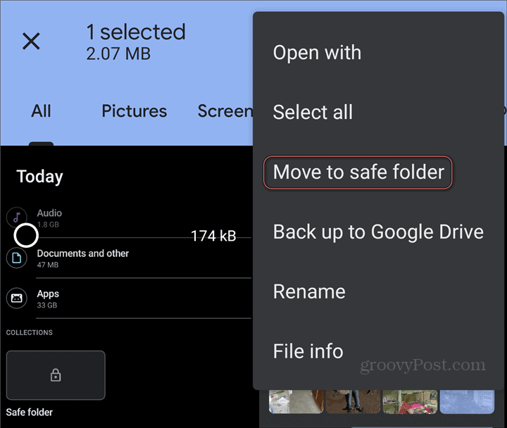 Filer fra Google Safe Folder flyttes
