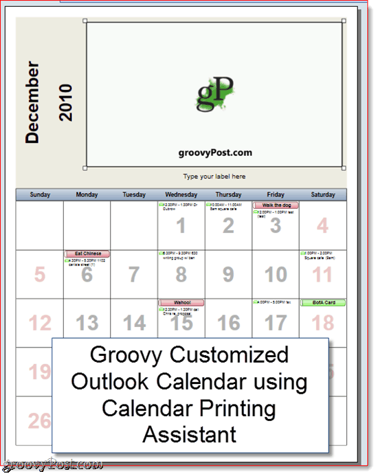 Kalenderutskriftsassistent Outlook 2010