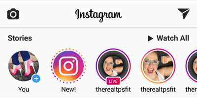Instagram-historier og live-videoavspillinger er delt inn i to varsler i Stories-banneret.