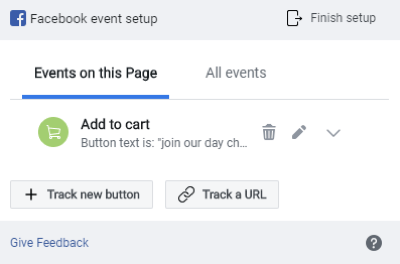 Bruk Facebook Event Setup Tool, trinn 8, forhåndsvis hendelsessporing i Facebook Event Setup-vinduet