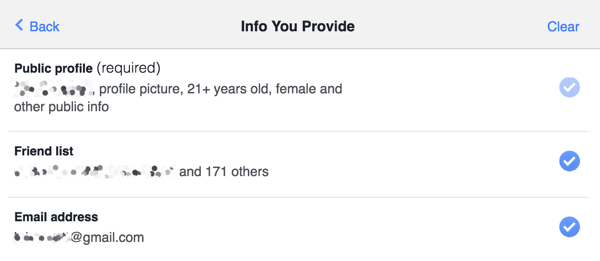 Du kan tillate brukere å nekte tilgang til visse Facebook-profildata.