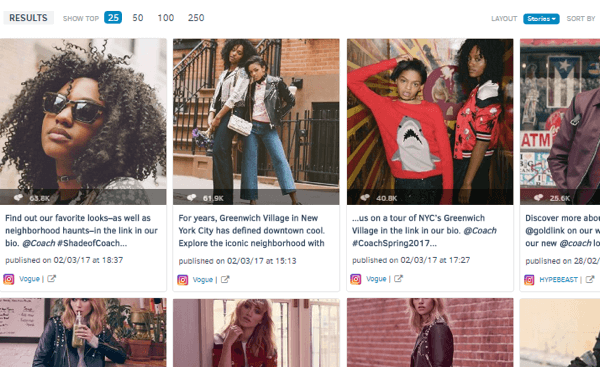 Du kan også se merkets mest engasjerende Instagram-innlegg den siste uken.