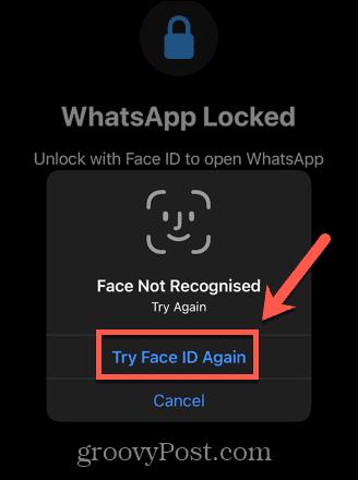 whatsapp prøv ansikts-ID igjen
