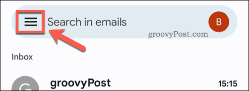 Åpne Gmail-menyen på mobil