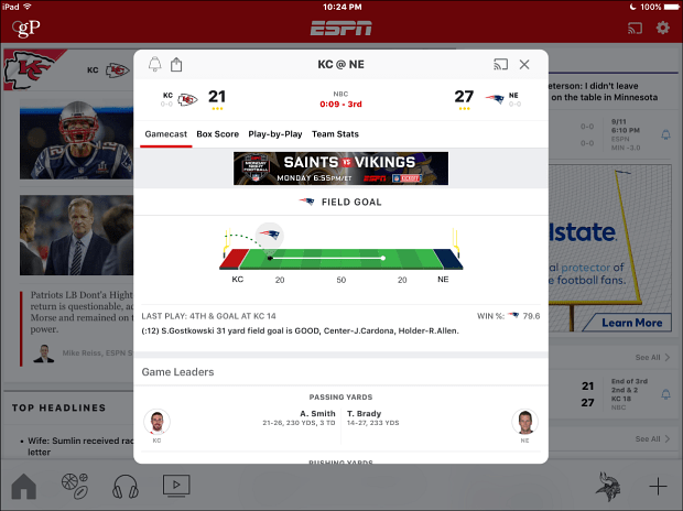 ESPN iOS iPad-app