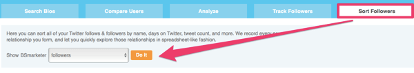 Analyser Twitter-tilhengerne dine i kategorien Sorter følgere.