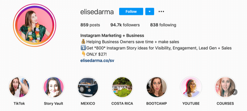 Elise Darma Instagram-profil