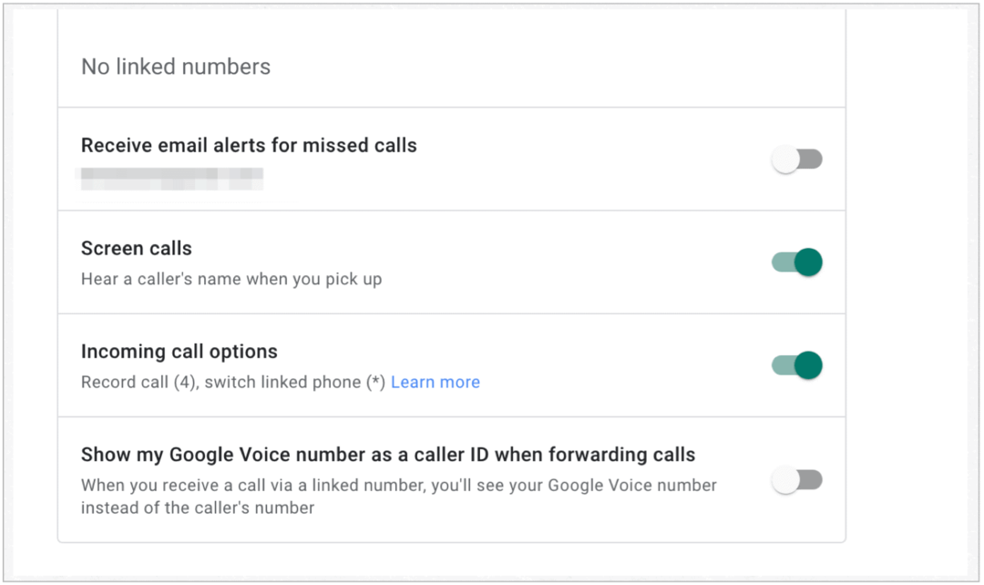 Alternativer for innkommende anrop fra Google Voice