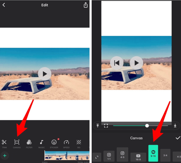Flytt glidebryteren for å zoome inn eller ut av videoen din i InShot-appen.