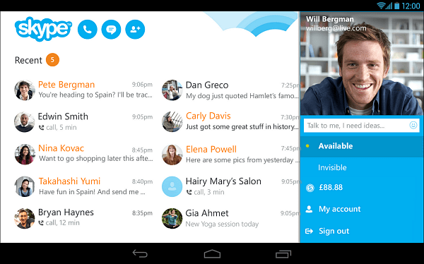 Skype 4.4 for Android kommer med nytt nettbrett-utseende