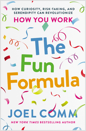 The Fun Formula av Joel Comm har et bokomslag med fargerik konfetti og en hvit bakgrunn.