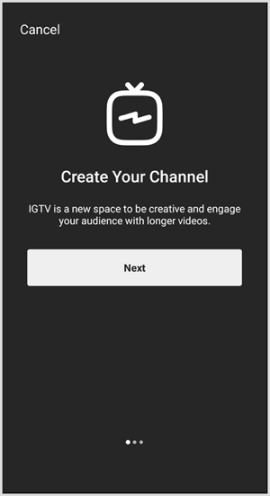 Følg instruksjonene for å sette opp IGTV-kanalen.