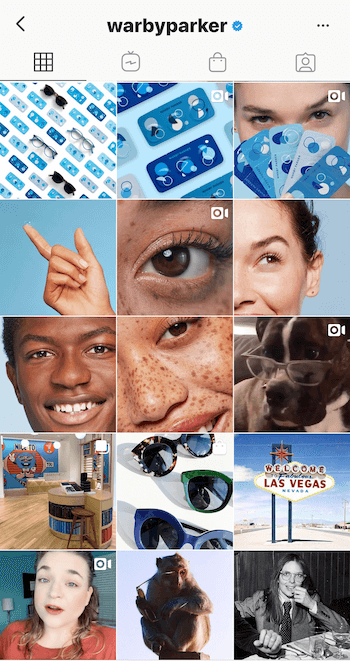 Instagram-bedriftsprofil for Warby Parker