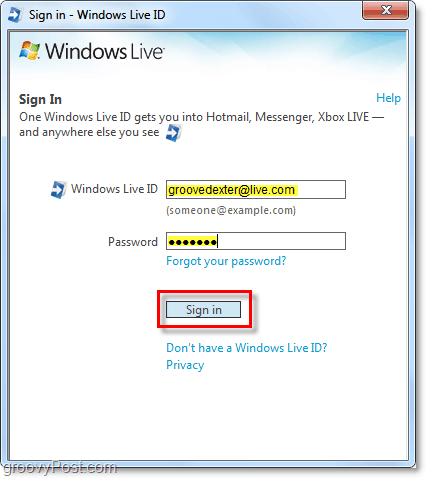 logg på Windows Live automatisk ved hjelp av en Windows 7-konto
