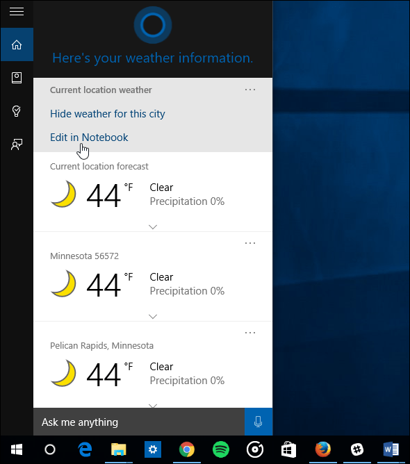 Windows 10-tips: Lag Cortana Show Weather for flere byer